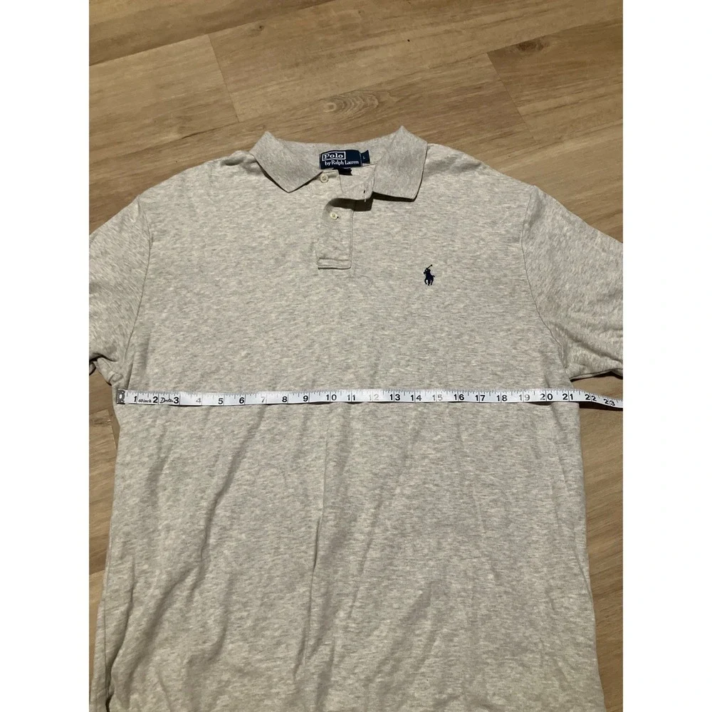 Polo Ralph Lauren Mens Large Grey Short Sleeve 100% Cotton Pony Logo Polo Shirt
